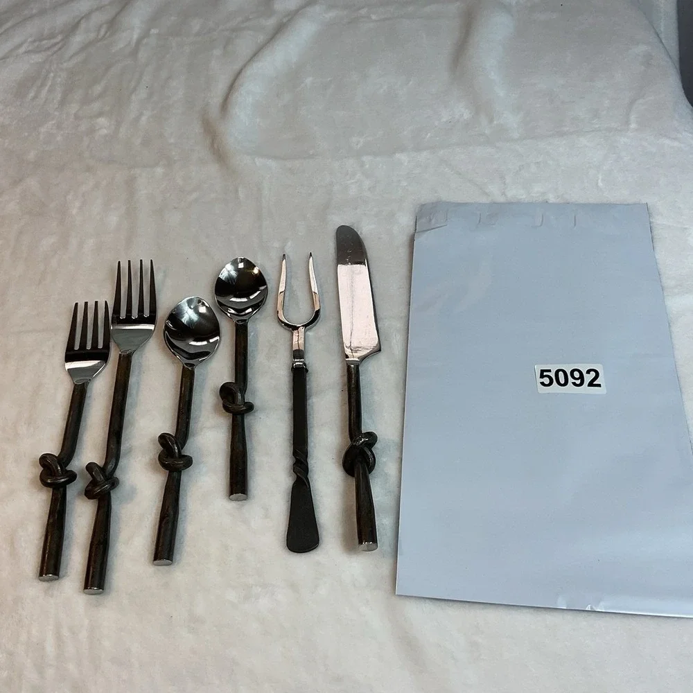 Gourmet Settings GS Twist 6 Pc Serving Utensil Set Stainless Wrought Iron
